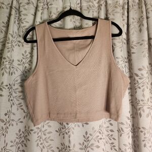 American Eagle Ribbed Crop Tank in Blush Size XXL